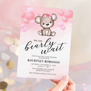 Teddybär Mädchen Baby Shower Einladung