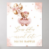 Teddybär Mädchen Rate Ankunftsdatum Poster (Vorne)
