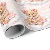 Teddybär Mädchen sitzt auf einer Wolke Geschenkpapier (Rolleneckpunkt)
