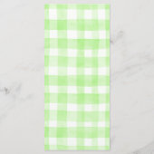 Teddybär-Menükarten mit grünem Gingham-Muster Menükarte (Rückseite)