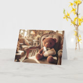 Teddybär mit Arm in einem Tuch Karte (Gelbe Blume)