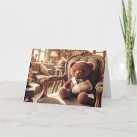 Teddybär mit Arm in einem Tuch
