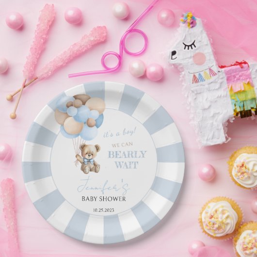 Teddybär mit Babydusche Teller (Party)