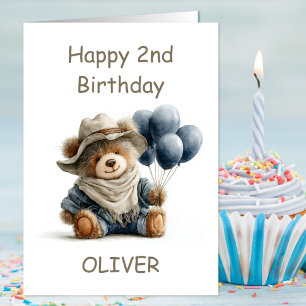 Teddybär mit Ballons 2. Geburtstag Karte
