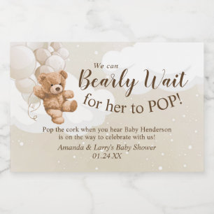 Teddybär mit Ballons Mini-Sparkling-Wine-Label Schaumweinetikett