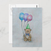 Teddybär mit Ballons Postkarte (Vorne/Hinten)