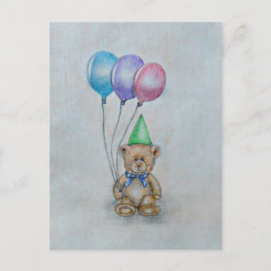 Teddybär mit Ballons Postkarte (Vorderseite)