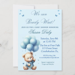 Teddybär mit Ballons zur Babyparty-Einladung Einladung