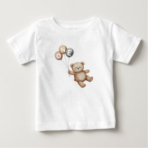 Teddybär mit Balloons zum ersten Geburtstag Baby T-shirt