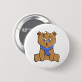 Teddybär mit blauem Schal Button (Vorne & Hinten)