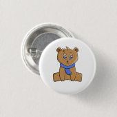 Teddybär mit blauem Schal Button (Vorne & Hinten)
