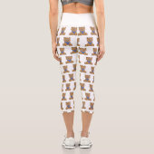 Teddybär mit blauem Schal Capri Leggings (Rückseite)