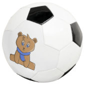 Teddybär mit blauem Schal Fußball (Dreiviertel)