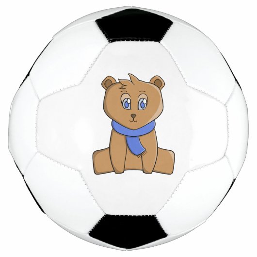 Teddybär mit blauem Schal Fußball (Vorderseite)