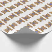 Teddybär mit blauem Schal Geschenkpapier (Ecke)