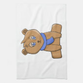 Teddybär mit blauem Schal Geschirrtuch (Vertikal)