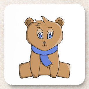 Teddybär mit blauem Schal Getränkeuntersetzer