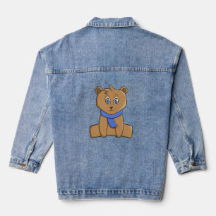 Teddybär mit blauem Schal Jeansjacke