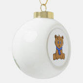 Teddybär mit blauem Schal Keramik Kugel-Ornament (Links)