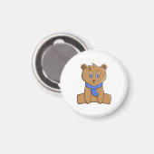 Teddybär mit blauem Schal Magnet (Vorderseite/Rückseite)