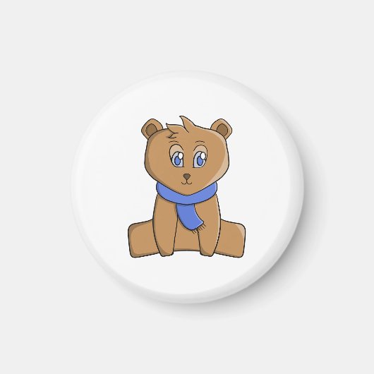 Teddybär mit blauem Schal Magnet (Vorne)