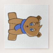 Teddybär mit blauem Schal Puzzle (Horizontal)