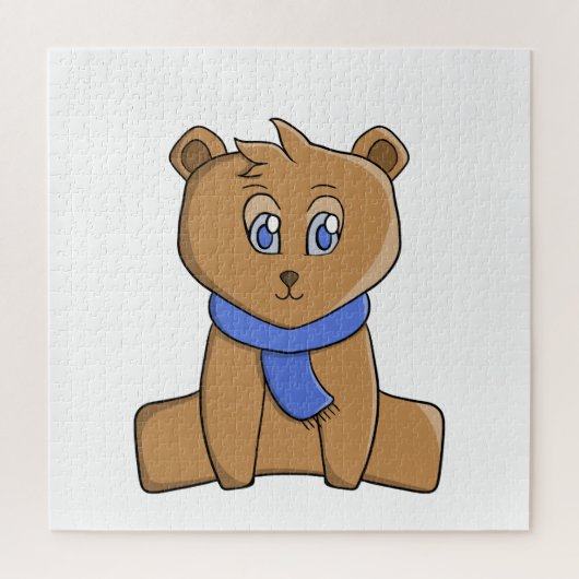 Teddybär mit blauem Schal Puzzle (Vertikal)