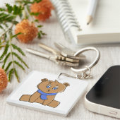 Teddybär mit blauem Schal Schlüsselanhänger (Vorderseite rechts)