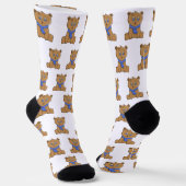 Teddybär mit blauem Schal Socken (Gewinkelt)