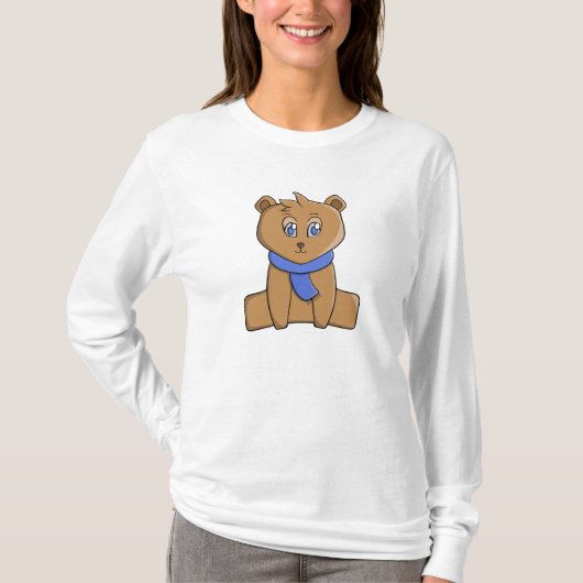Teddybär mit blauem Schal T-Shirt (Vorderseite)