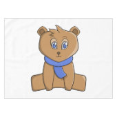 Teddybär mit blauem Schal Tischdecke (Vorderseite (Horizontal))