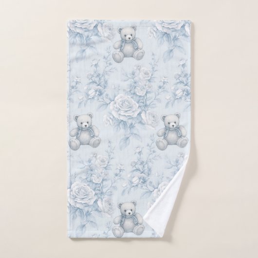 Teddybär mit blauen Rose Badehandtuch Set Handtuch (Handtuch)