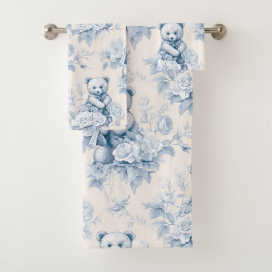 Teddybär mit blauen Rose Badhandtuch Set (Insitu)
