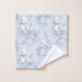 Teddybär mit blauen Rose Badhandtuch Set (Waschlappen)
