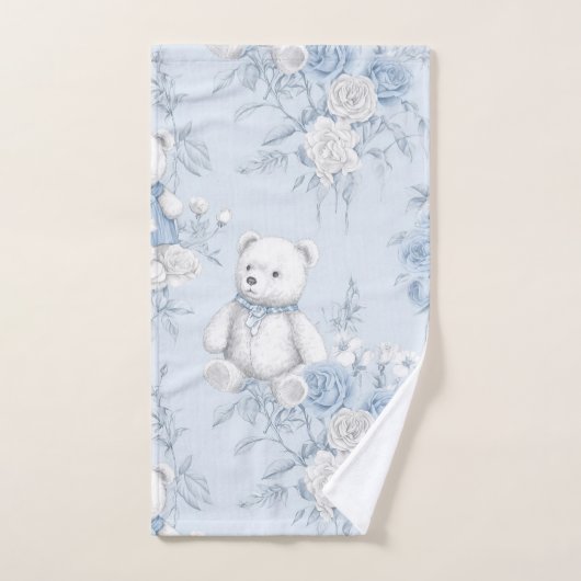 Teddybär mit blauen Rose Badhandtuch Set (Handtuch)