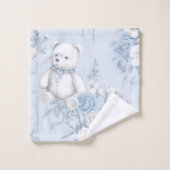 Teddybär mit blauen Rose Badhandtuch Set (Waschlappen)