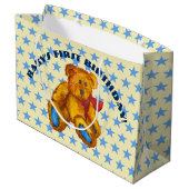 Teddybär mit blauen Sternen Große Geschenktüte (Rückseite Schrägansicht)