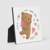 Teddybär mit Blumen Fotoplatte (Vorderseite)