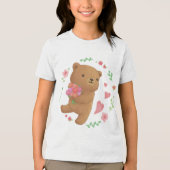 Teddybär mit Blumen Tri-Blend Shirt (Vorderseite)