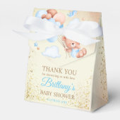 Teddybär mit braunen und blauen Ballons und Wolken Geschenkschachtel (Vorderseite)