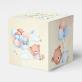 Teddybär mit braunen und blauen Ballons und Wolken Geschenkschachtel (Vorderseite)