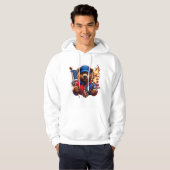 Teddybär mit brennender Flagge Hoodie (Vorne ganz)