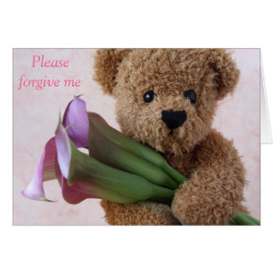 Teddybär mit Calla Lilien verzeihen mir Karte