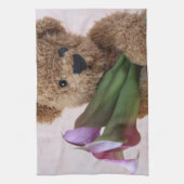Teddybär mit Callalilien-Geschirrtuch Handtuch (Vertikal)