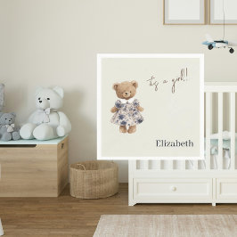 Teddybär mit eigenem Namen - It's a Girl Baby Show Serviette