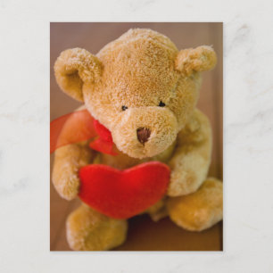 Teddybär mit einer Herzpostkarte Postkarte