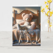 Teddybär mit gebrochenem Bein gute Besserung Karte (Gelbe Blume)