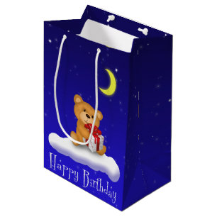 Teddybär mit Geschenk-Geburtstags-mittlerer Mittlere Geschenktüte
