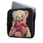 Teddybär mit Gewebeherz-Laptophülse Laptopschutzhülle (Vorderseite Links)
