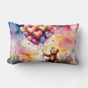 Teddybär mit herzerförmigen Ballons Lendenkissen